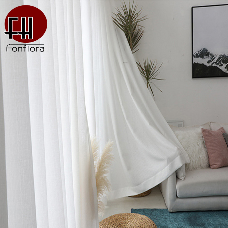 Blackout Curtain Thick - Fonflora ผ้าม่านโปร่งสีขาวทึบทันสมัยสำหรับห้องนั่งเล่นผ้าม่านโปร่งสำหรับห้องนอนม่านหน้าต่างสั้นที่บังแสงขนาดกำหนดเองได้