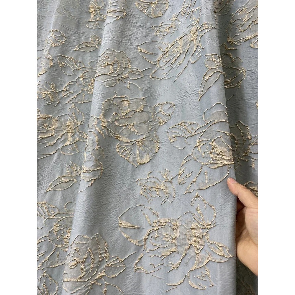 Blackout Curtain Thick - ผ้าม่านทึบแสงลายดอกกุหลาบสีน้ำเงินแบบแจ็คการ์ดสั่งทำพิเศษ ผ้าหนาสำหรับตกแต่งห้องนั่งเล่นและห้องนอน