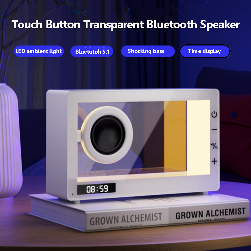 Home Cinema Bluetooth 5.1 - Vintage ลําโพงบลูทูธโปร่งใสสีสันสดใส Shocking Bass Soundbar ปุ่มสัมผัสเครื่องเล่นเพลง