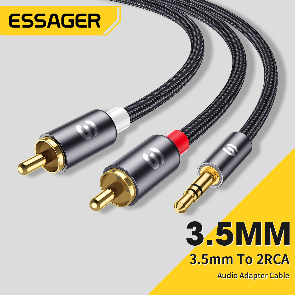 Home Cinema Beamer - Essager สายสัญญาณเสียง RCA สเตอริโอ 3.5 มม.ถึง