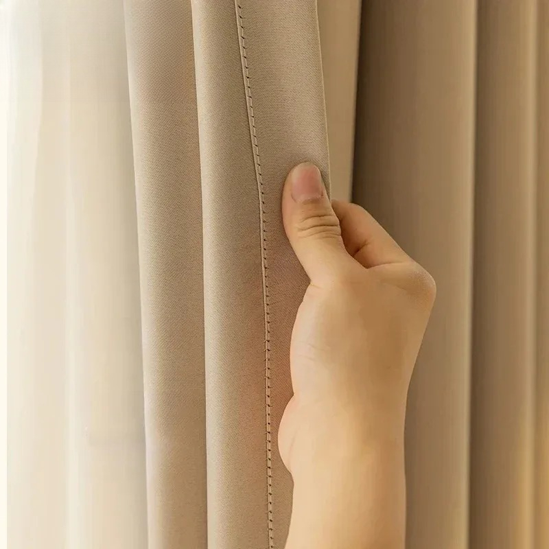 Blackout Curtain Thick - ขนาดที่กําหนดเองฉนวนกันความร้อนผ้าม่านหน้าต่างพื้นที่ขนาดใหญ่ห้องนั่งเล่นห้องนอนม่านบังแดดหนาแรเงาสูงTulleสีขาว