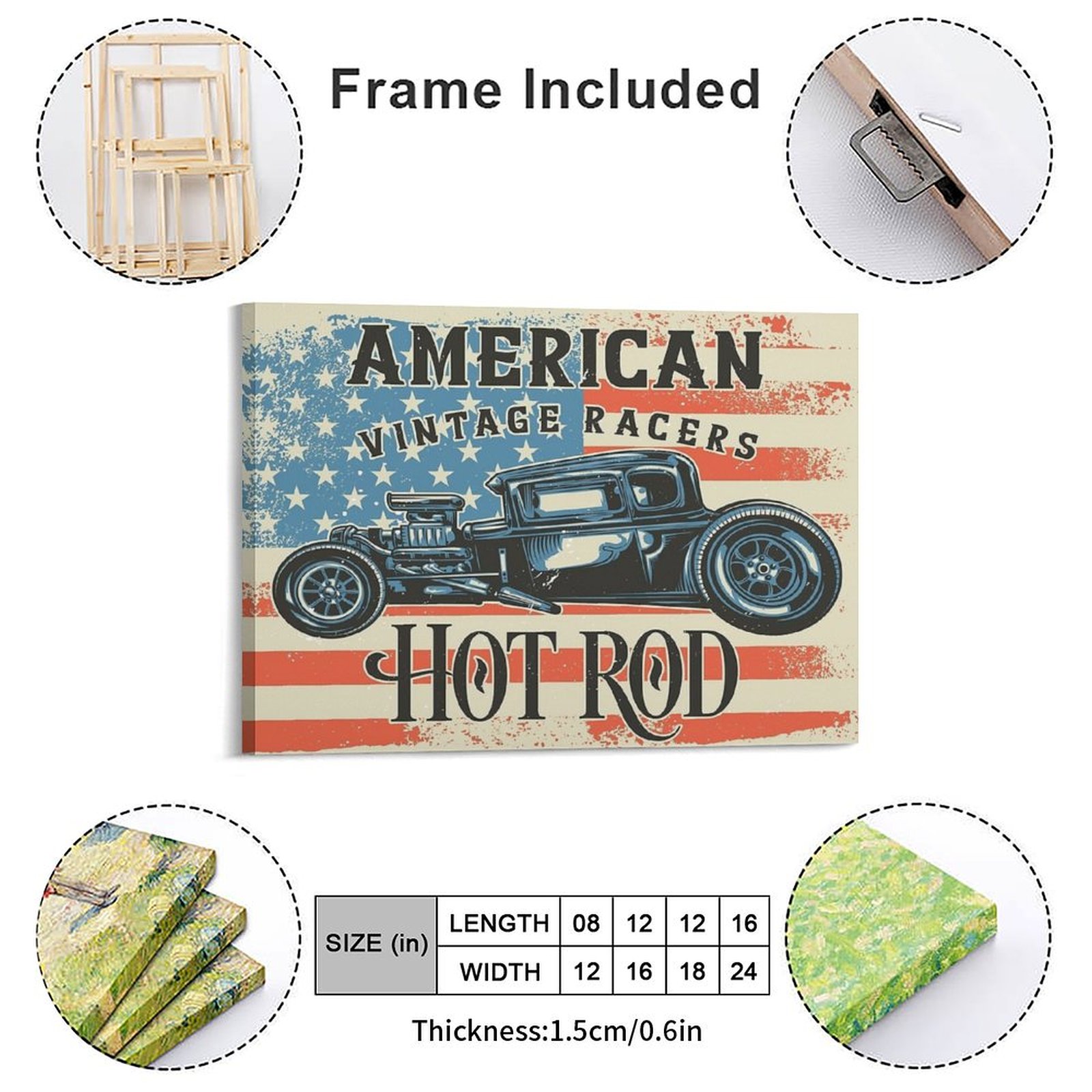 อเมริกัน Hot Rod ภาพวาดผ้าใบห้ - Home Cinema Wall Design บทวิจารณ์และราคา