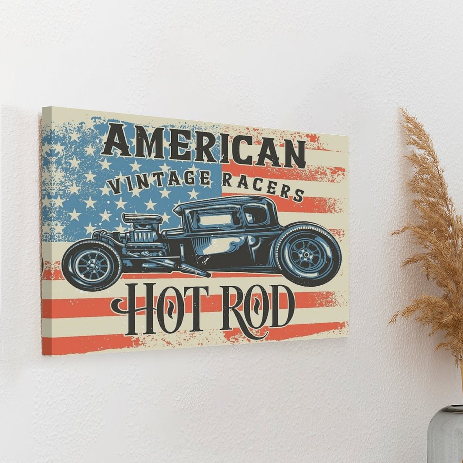 อเมริกัน Hot Rod ภาพวาดผ้าใบห้ - Home Cinema Wall Design บทวิจารณ์และราคา