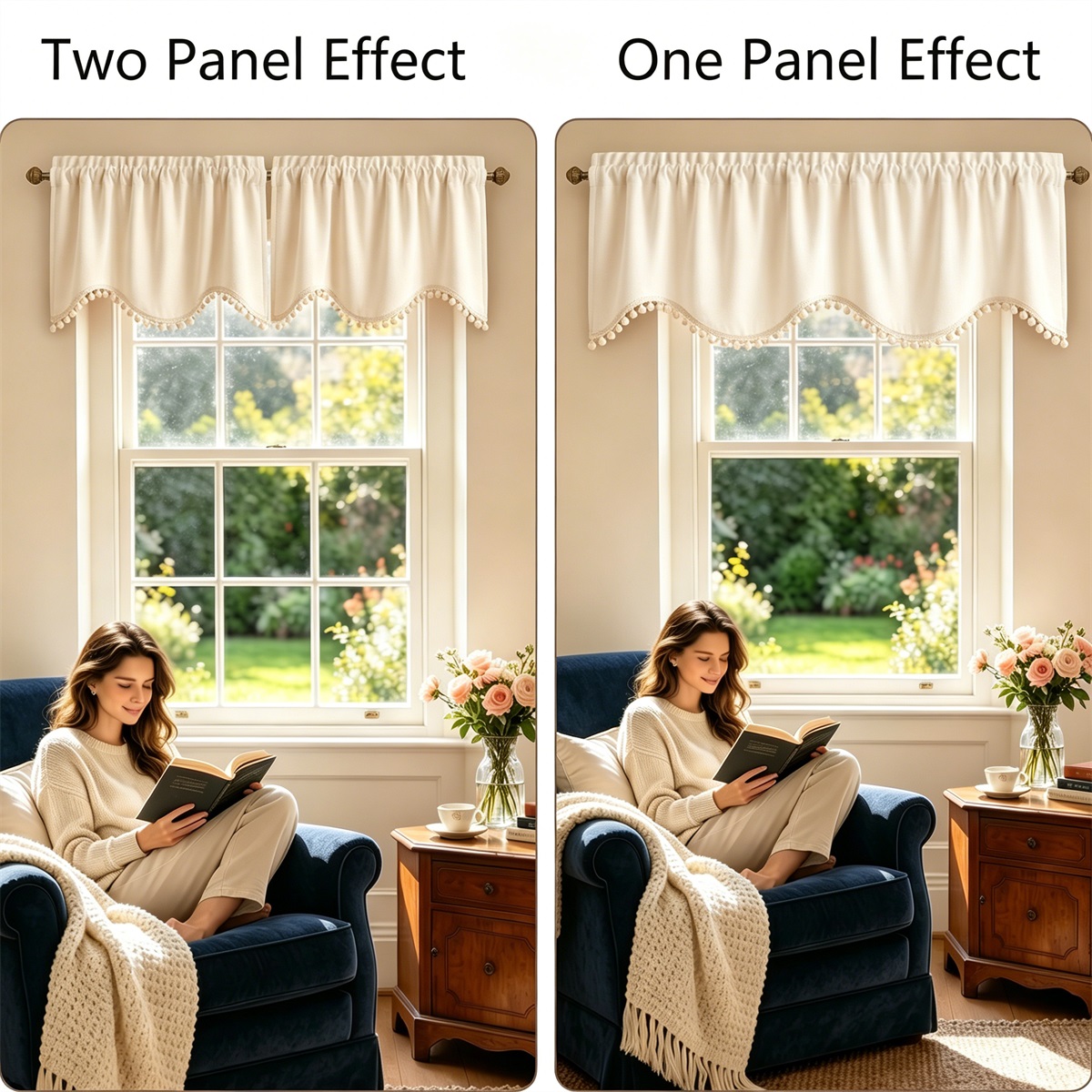 ผ้าม่านกำมะหยี่สีเบจพร้อมขอบปอ - Blackout Curtain Thick บทวิจารณ์และราคา