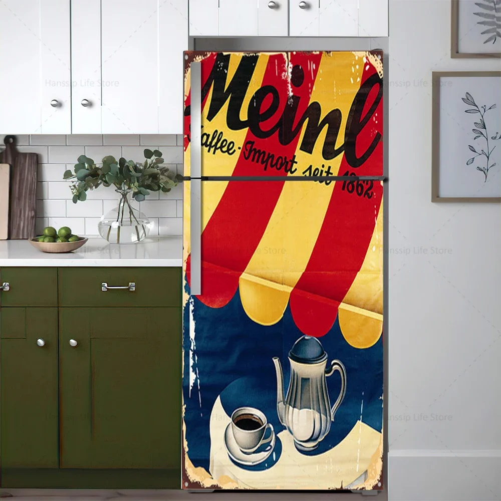 Retro กาแฟพื้นหลังตู้เย็นสติกเ - Home Cinema Wallpaper บทวิจารณ์และราคา