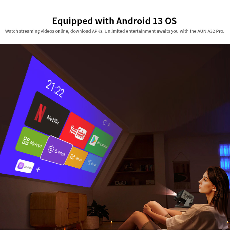 AUN A32 Pro Android 13 โปรเจคเ - Home Cinema Night บทวิจารณ์และราคา