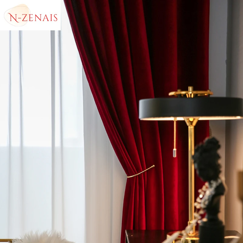 Modern Luxury Nordic Burgundy  - Blackout Curtain Thick บทวิจารณ์และราคา