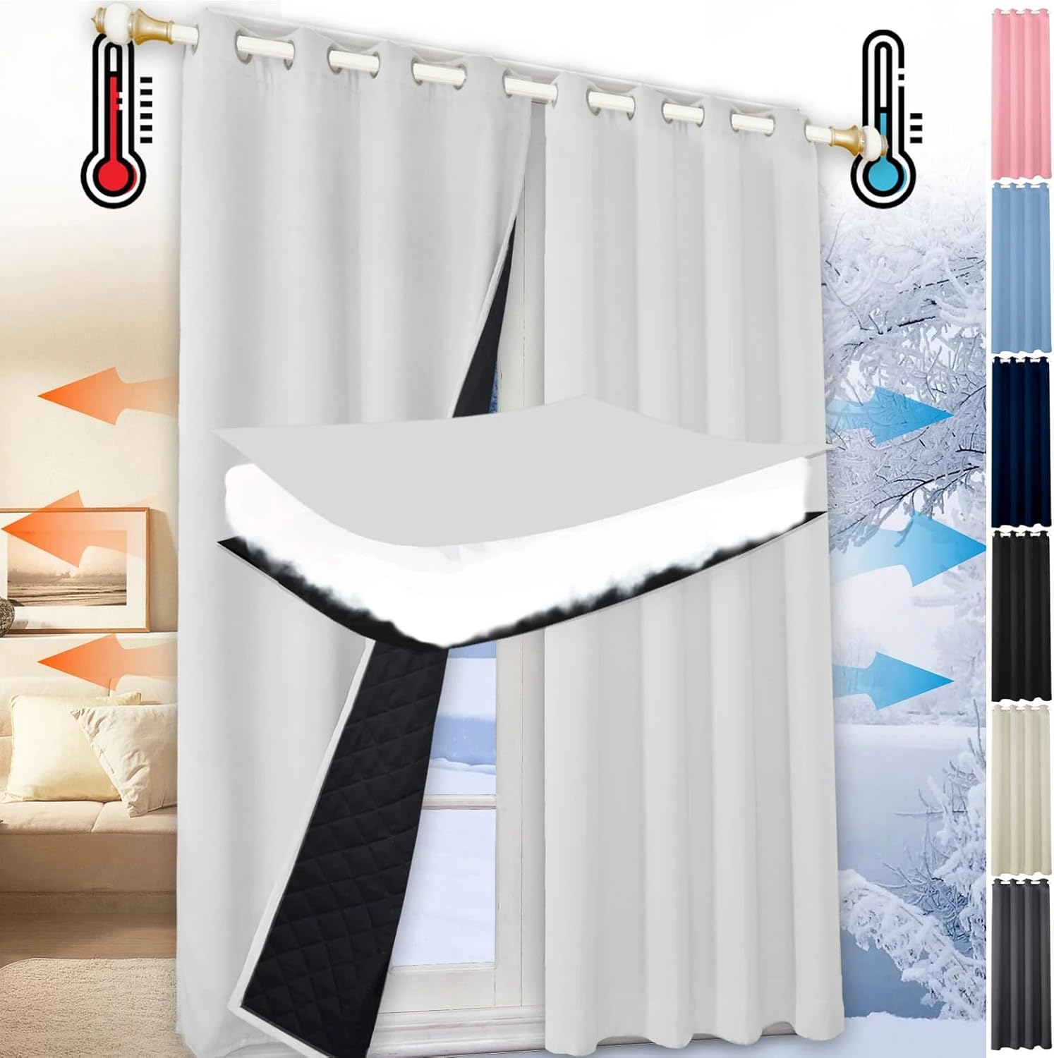 ผ้าม่านกันน้ำสำหรับหน้าต่างฤดู - Blackout Curtain Thick บทวิจารณ์และราคา